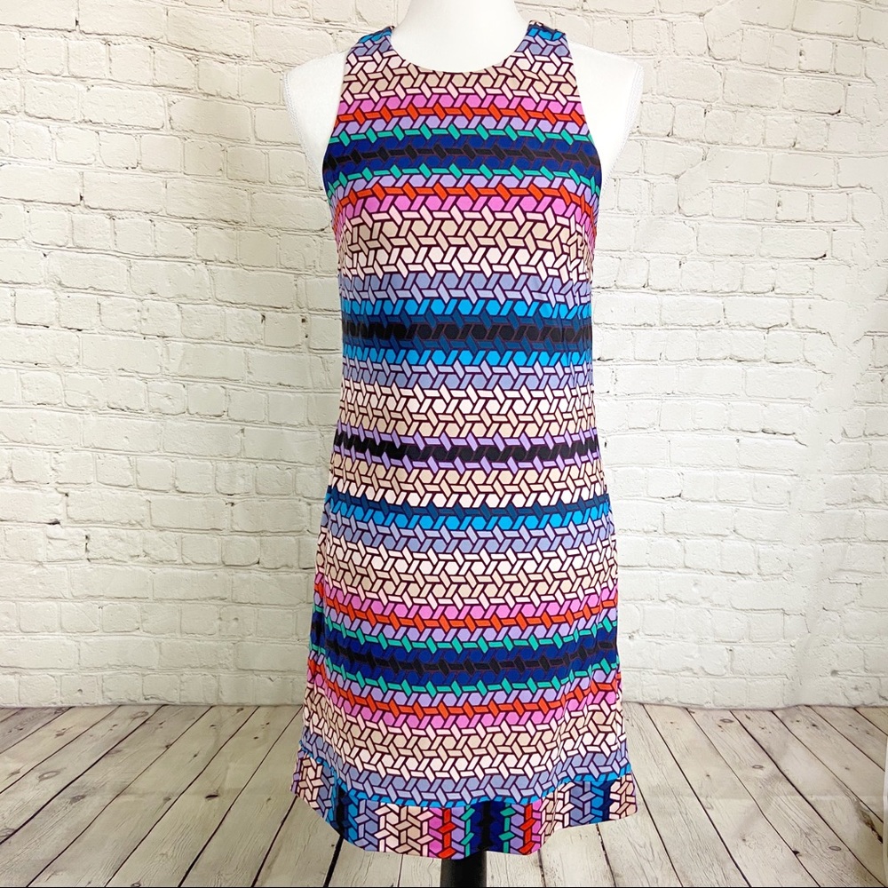 Trina Turk Macee sundress geometric multi color open back sleeveless
